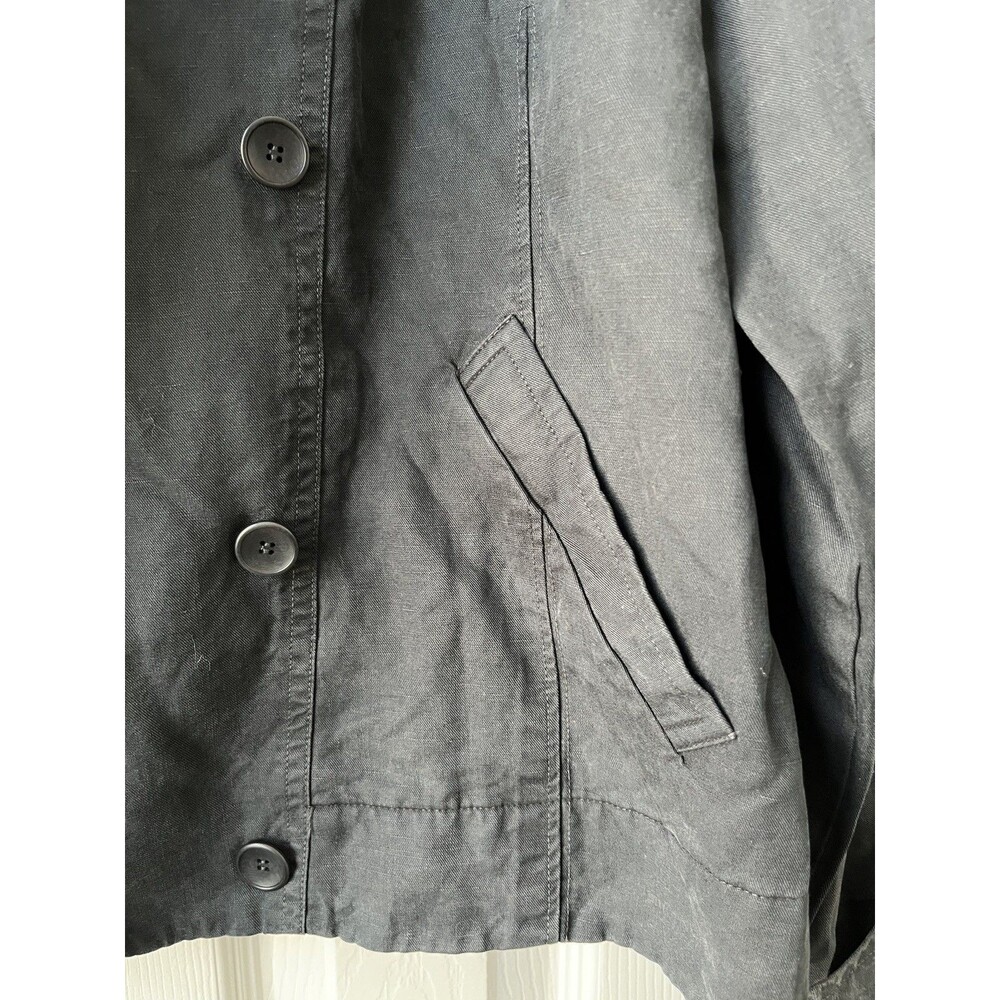 Eileen Fisher Moto Blazer Asymmetrical Jacket Pockets Zip Black Casual Chic Sz L - Picture 4 of 11